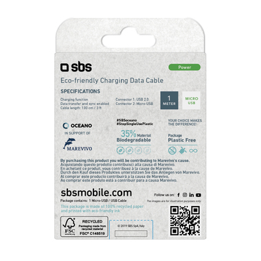Cavo Micro USB eco friendly per ricarica e dati | SBS