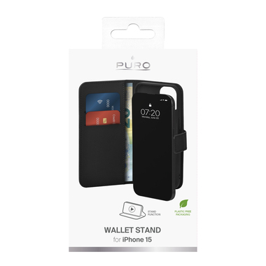 Étui portefeuille avec support pour iPhone 15 | Pur