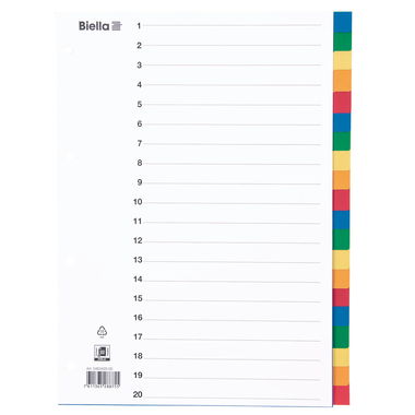 BIELLA Répertoires PP A4 46342000U couleurs 20 pcs.