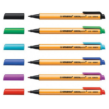 STABILO Penna fibra GREENpoint 0,8mm 6088/6 Custodia con 6 colori