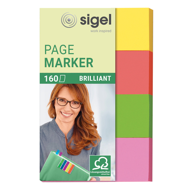 SIGEL Haftnotizen BRILLANT 20x50mm HN630 farbig ass. 4 x 40 Streifen