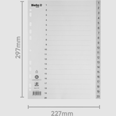 BIELLA Register PP A4 47142000U grau 1-20