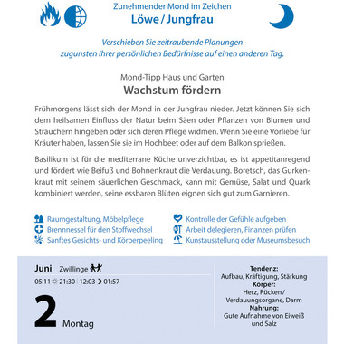 HARENBERG Calendario a strappo 2026 2899300+26 Leben mit Mond DE 12.5x16cm