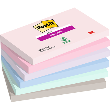 POST-IT Super Sticky Notes 76x127mm 655-6SS-SOUL Soulful 4 Farben 6 x 90 Blatt