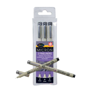 SAKURA Pigma Micron Set POXSDK3 0,3/0,4/0,5mm 3 Stück