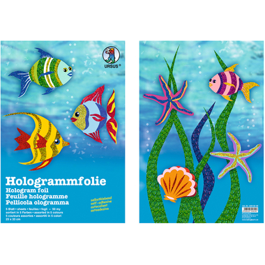 URSUS Hologrammfolie 23x33cm 8390099 50my, 5 Farben ass. 5 Blatt