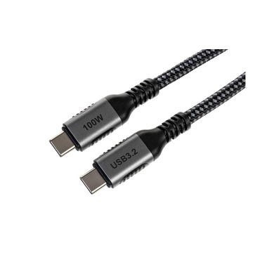 onit USB 3.1-Kabel 100 W, USB-C - USB-C, 2 m, Schwarz/Grau