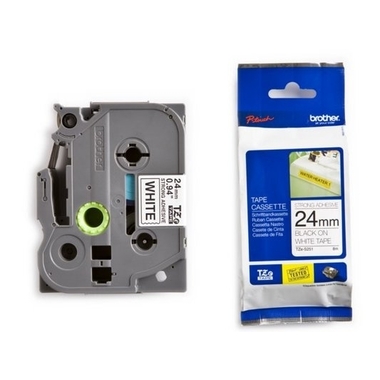PTOUCH Nastro, strong/adh.nero/bianco TZe-S251 PT-300 24 mm
