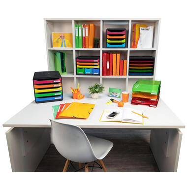 EXACOMPTA Schubladenbox Store-Box Maxi 306798D schwarz/Regenbogen, 6 Schubl.