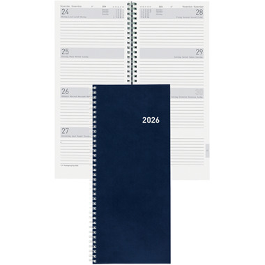 BIELLA Agenda Twist Wire-O 2026 803336050026U 1S/2P blu ML 13.5x31.5cm