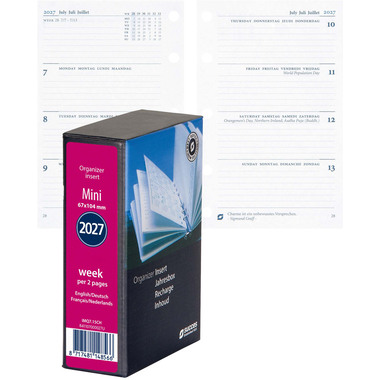 SUCCES Agenda Mini 2027 841107000027U 1S/2P sostit.compl. 6.7x10.4cm