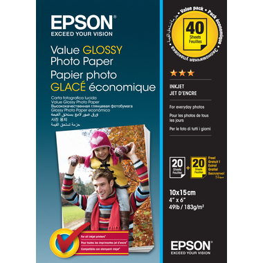 EPSON Value Photo Paper 10x15cm S400044 InkJet 183g 2x20 fogli