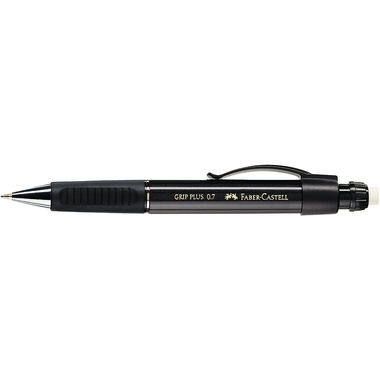 FABER-CASTELL Druckbleistift GRIP PLUS HB 130733 schwarz met., Radierer 0.7mm