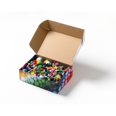 FOLIA Pompons Mix glitter 300g 50339 Jumbo Pack, 1.5-4cm