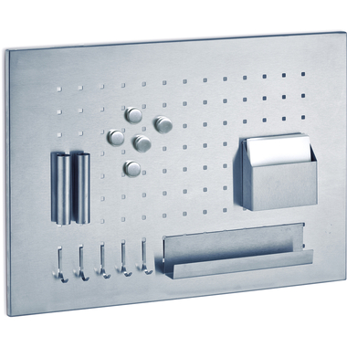 ZELLER Memoboard Edelstahl 50x35 cm 11125 silber, mit Utensielien