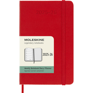 MOLESKINE Wochen-Notizkalender 25/26 DHF218WN2Y26 18M liniert HC rot 9x14cm