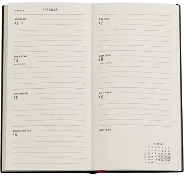 PAPERBLANKS Agenda Kara-ori Pink 2026 DD0579-8 1W/2S HOR schlank DE 9x18cm