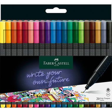 FABER-CASTELL Finepen Grip 0.4mm 151620 20 couleurs, Etui