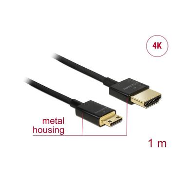 Delock Câble 4K 60Hz HDMI - Mini-HDMI (HDMI-C), 1 m, Noir