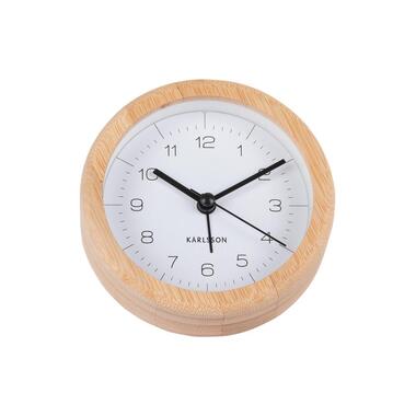 KARLSSON Classic Alarm Clock Neat Round Bamboo / White
