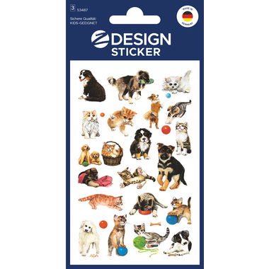 Z-DESIGN Sticker Kids 53487 Cani & gatti 63 pezzi/3 fogli