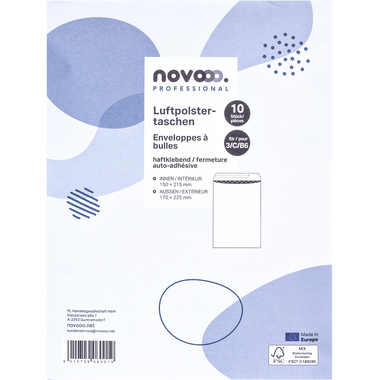 NOVOOO Enveloppe molleton Gr.3 E-1712135 blanc, 170x225mm 10 pièces