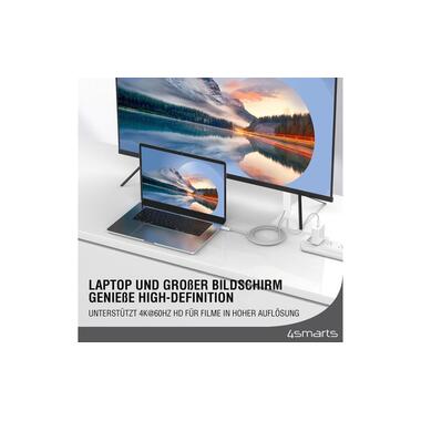 4smarts Kabel 4K 60Hz, PD 100W USB Type-C - HDMI, 2 m