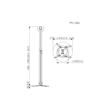 Vogel's Fixation de plafond PPC 2585 Argenté