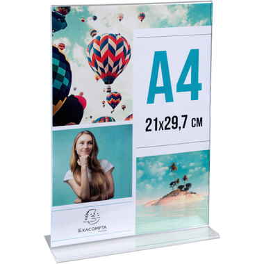 EXACOMPTA Présentoir de table A4 84158D transparent, forme T haut