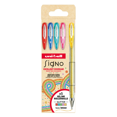 UNI-BALL Gelroller Signo Sparkling 1mm UM-120SP 5P 5 Farben