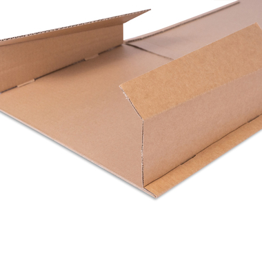 Folder packaging with self-adhesive closure in brown 320x290x80mm