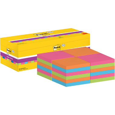POST-IT Super Sticky Notes 76x76mm 654SE24 24 couleurs 24 x 90 flls.