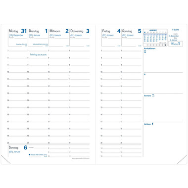 QUO-VADIS Agenda Club Geschäft 2026 0041320Q 1S/2P navy DE 10x15cm