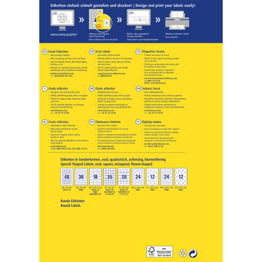 AVERY ZWECKFORM Etiquettes 63,5x42,3mm L6024REV2 blanc 450 pcs.