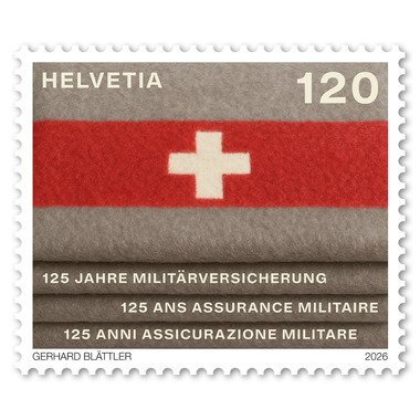 Francobollo "125 anni Assicurazione militare" Francobollo singolo (1 francobollo, valore facciale CHF 1.20), gommatura, senza annullo