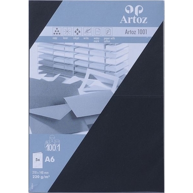ARTOZ Karten 1001 A6 107322262 220g, schwarz 5 Blatt