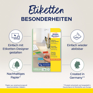 AVERY ZWECKFORM Etiketten 25,4x10mm L6037-20 gelb 3780Stk./20Bl.