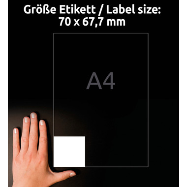 AVERY ZWECKFORM Etiketten 70×67,7mm 3661 weiss 1200 Stk./100 Blatt