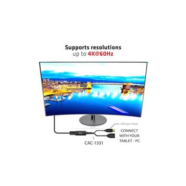 Club 3D Cable HDMI 2.0 to DP 1.2 4K60Hz HDMI - DisplayPort, 0.25 m