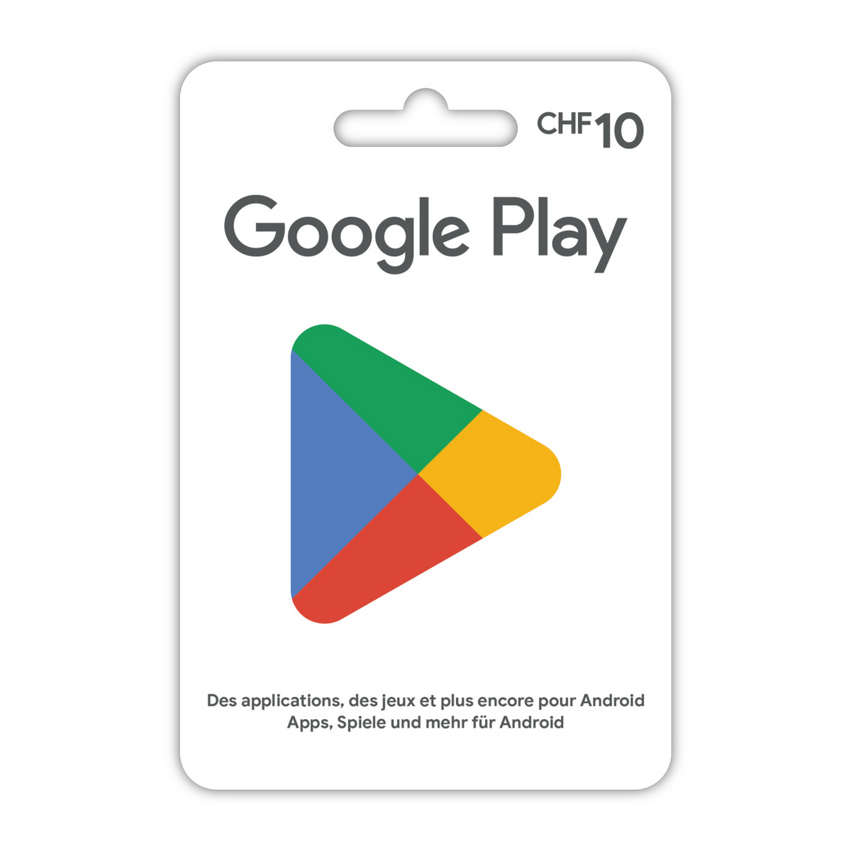 Carte cadeau Google Play CHF 10.