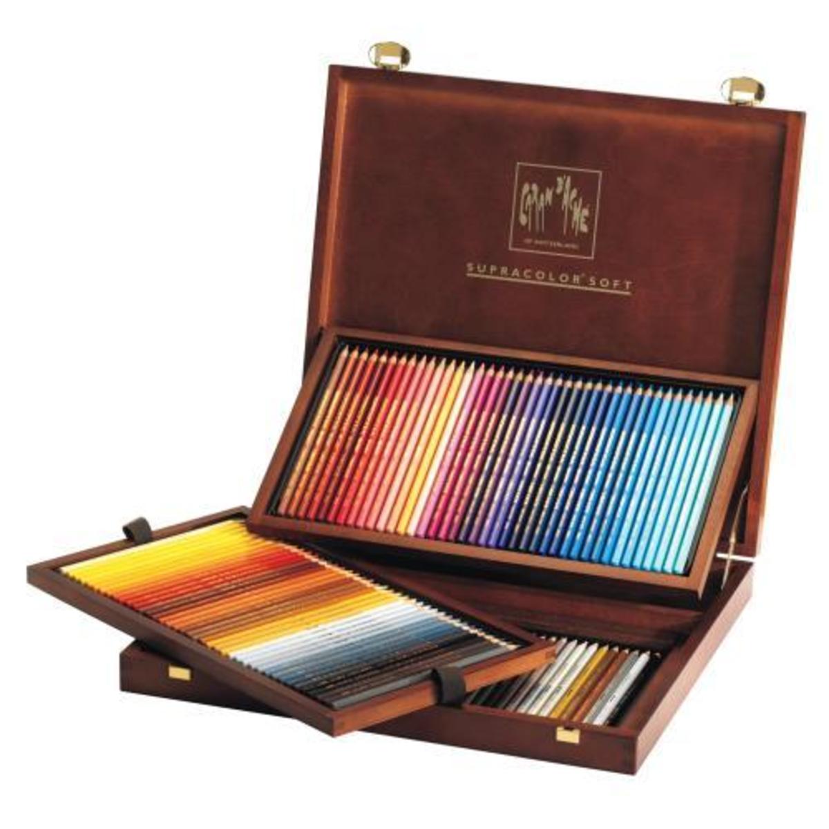 Caran D‘Ache Supracolor 120 Farbstifte – Aquarellstifte Im Holzkoffer Für Künstler