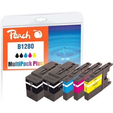 Peach Spar Pack Plus Tintenpatronen, XL-Füllung, kompatibel zu Brother LC-1280