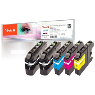 Peach Spar Plus Pack Tintenpatronen kompatibel zu Brother LC-121