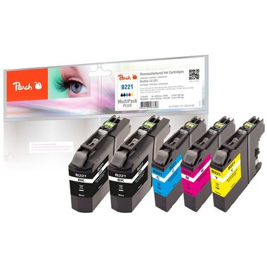 Peach Spar Plus Pack Tintenpatronen kompatibel zu Brother LC-221