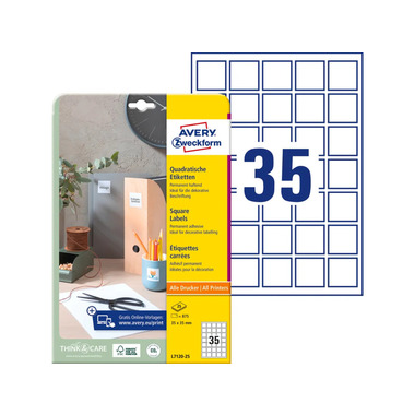 AVERY ZW. Etiketten QR-Code 35x35mm L7120-25 blickdicht, 875 Stück
