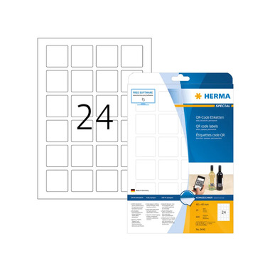 HERMA QR-Code Etiketten 40x40mm 9642 weiss 600 St. / 25 Blatt