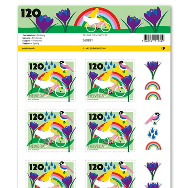 Briefmarken CHF 1.20 «Frühling», Bogen mit 10 Marken