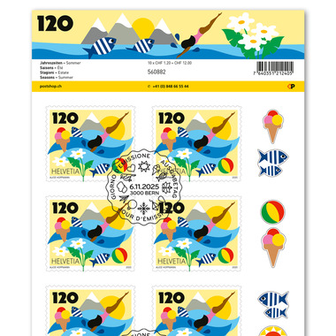 Timbres CHF 1.20 «Été», Feuille de 10 timbres