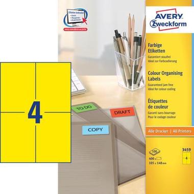 AVERY ZW. Etiketten 105x148mm 3459 Universal, gelb 10Bl. / 4St.