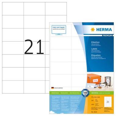 HERMA Universal – Etiketten 70×42,3mm 4616 weiss 4200 St. / 200 Blatt